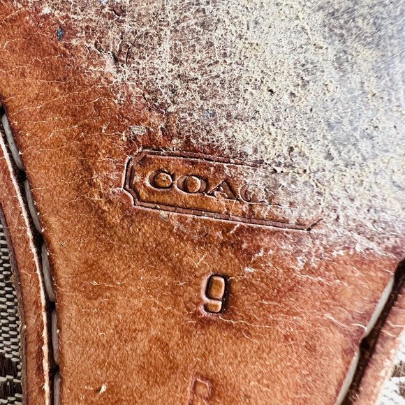 COPY - Vintage Coach Classic Monogram Jacquard Hard Sole Pennie Slip on Sandals… - Picture 7 of 7